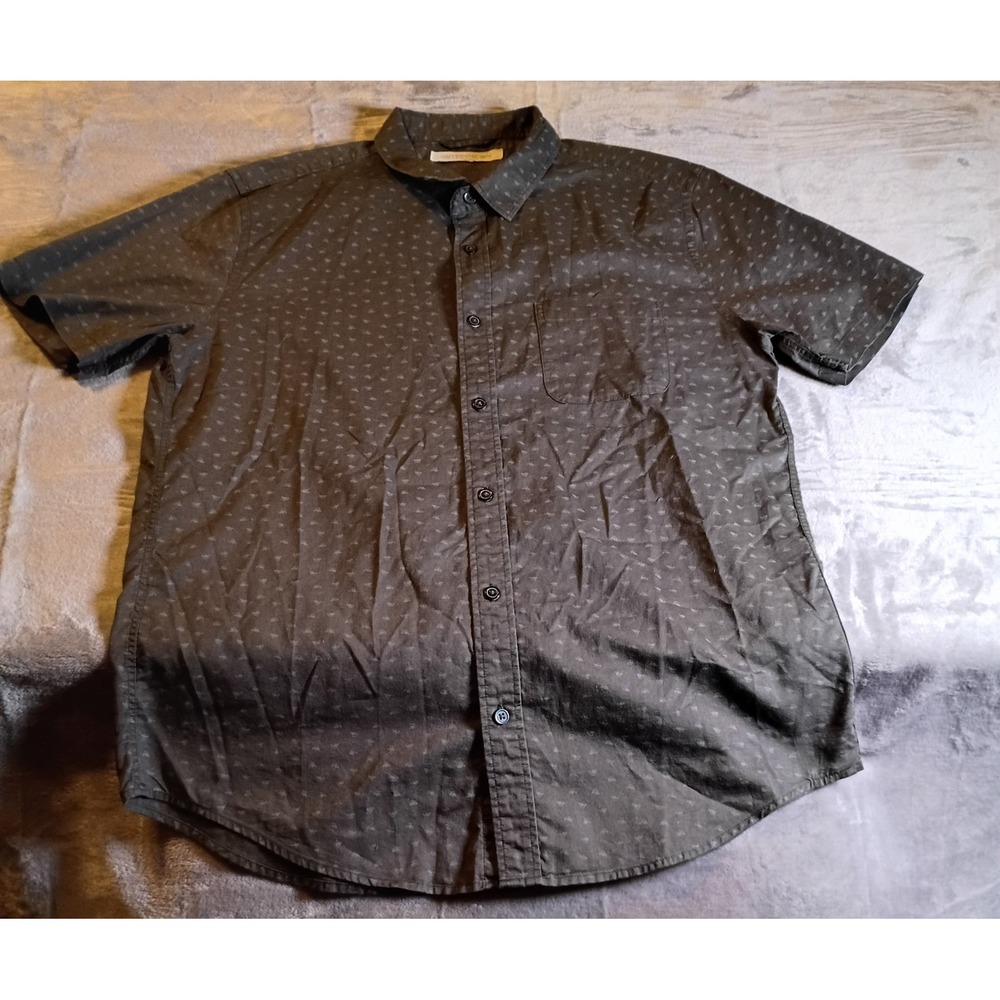 Outerknown Mens Large Shaka Print Organic Cotton Hemp Short Sleeve Button Down